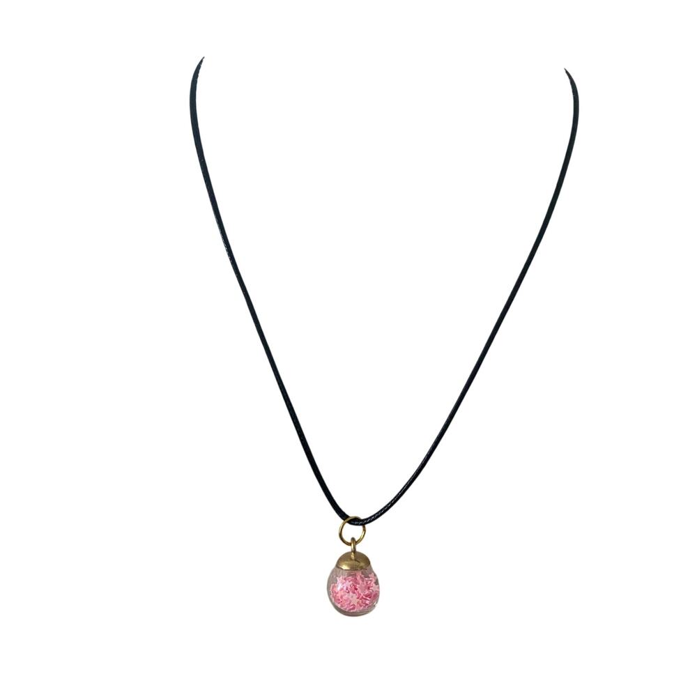 Pink Star confetti globe necklace